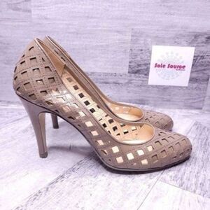 Carlo Pazolini Fort Lazer Cut Patent Leather Pump Nude Tan Brown sz 39 Women's 9